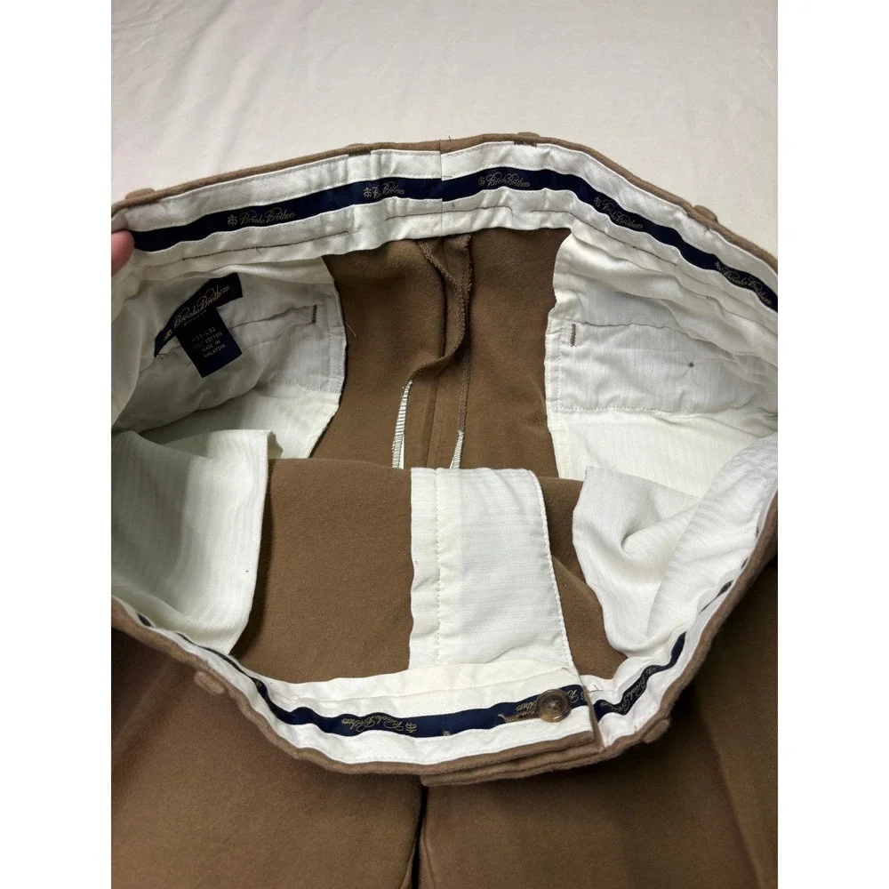 Brooks Brothers Hudson Chinos Mens 38x29 Brown 100% Cotton‎ Flat Front Pants
